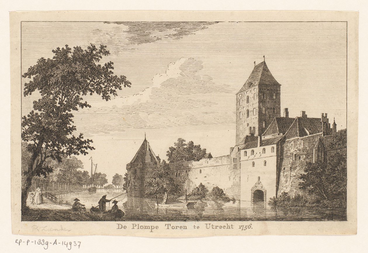 Vista do Plompe Toren em Utrecht, 1756 O Plompe Toren em Utrecht 1756 (título no objeto) de Paulus van Liender