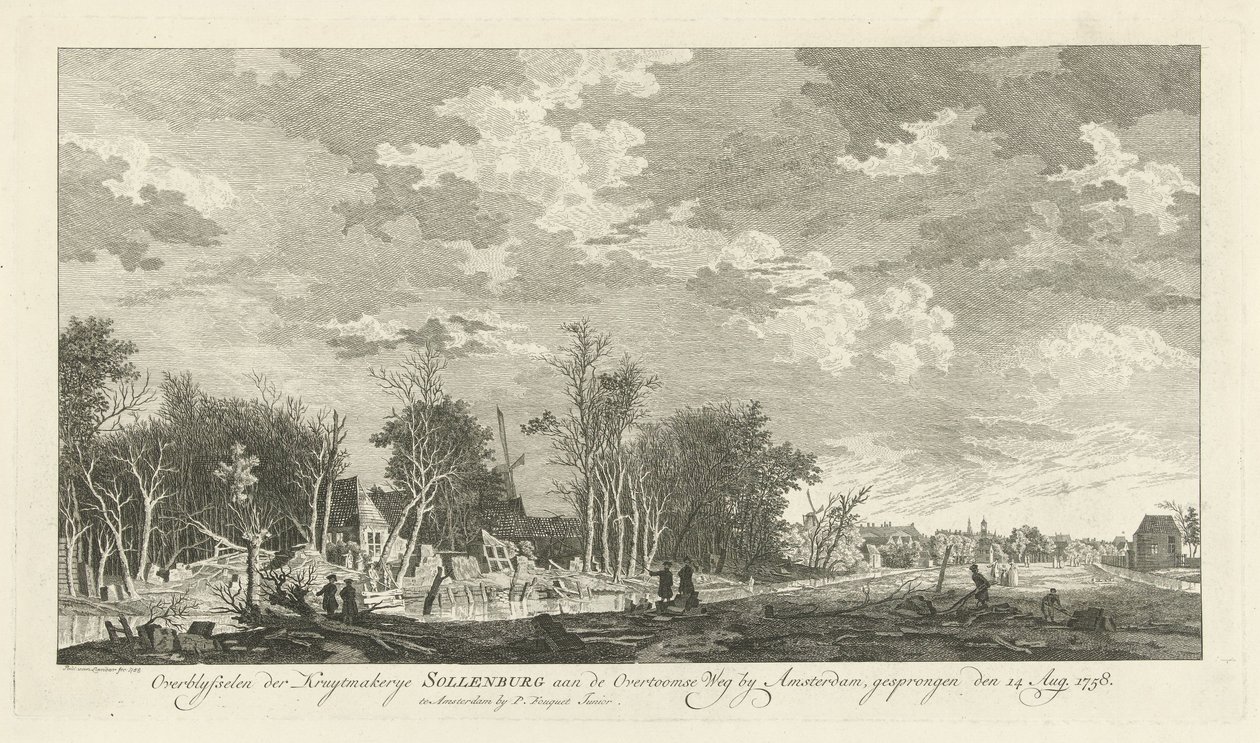 Ruínas da fábrica de pó de Sollenburg após a explosão de 14 de Agosto de 1758
Restos da fábrica de pó de Sollenburg no Overtoomse Weg de Amesterdão, explodida em 15 de Agosto de 1758 (título sobre o objecto) de Paulus van Liender