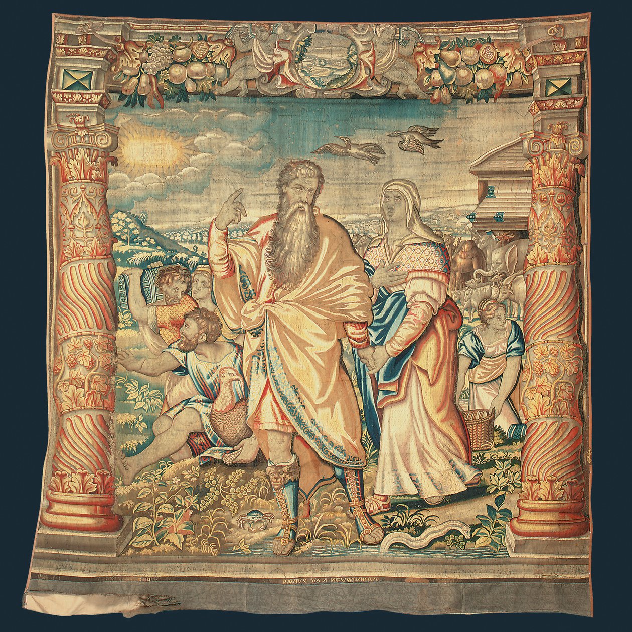 Tapeçaria representando a descida da Arca e a Série da Vida de Noé de Paulus van Nieuwenhove