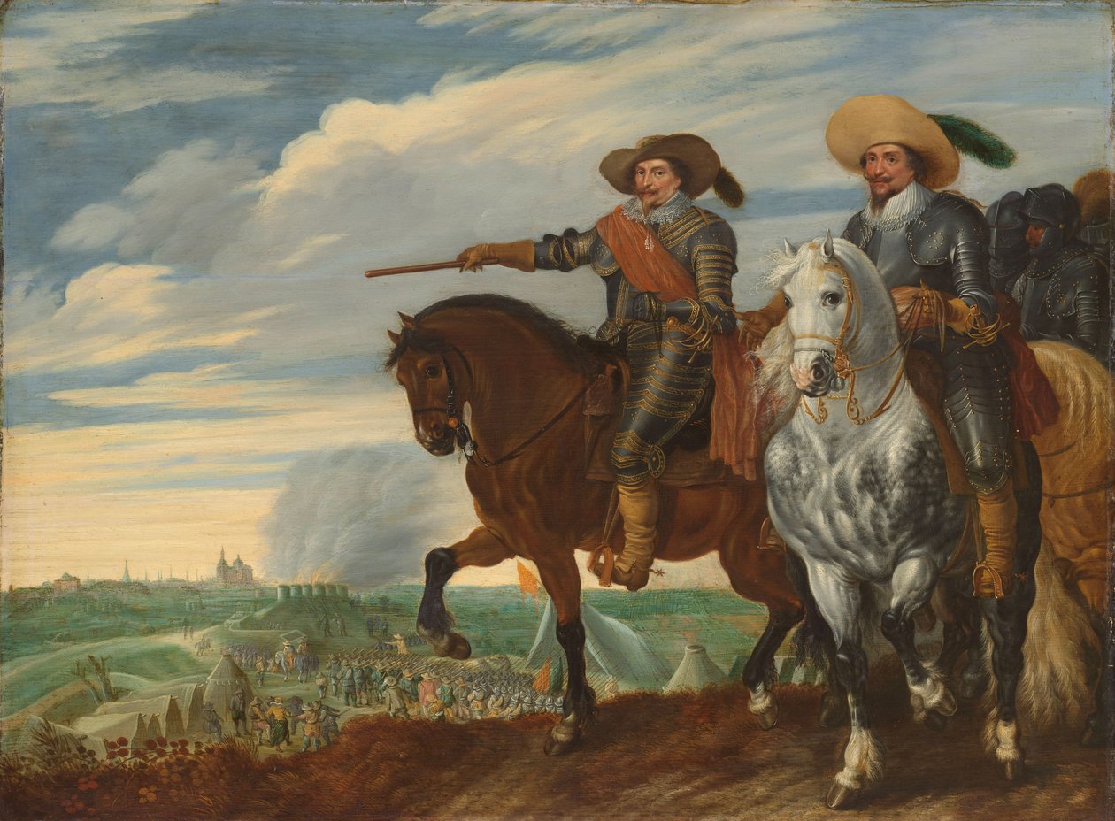 Frederick Henry e Ernst Casimir de Nassau-Dietz no cerco de Hertogenbosch, c. 1629-35 de Pauwels van Hillegaert