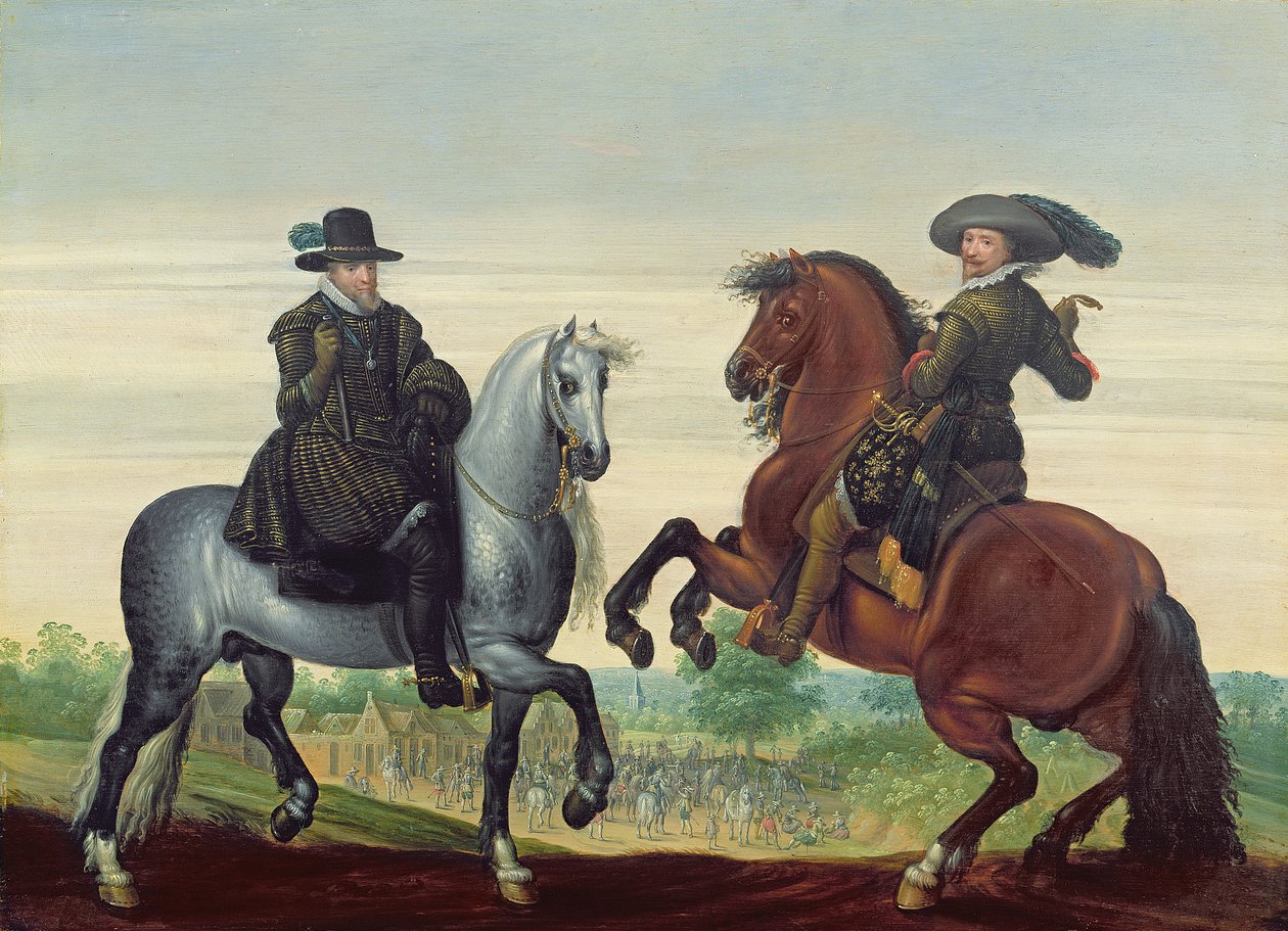 Maurits (1567-1625) e Frederik Hendrik (1584-1647) de Nassau, príncipes de Orange de Pauwels van Hillegaert