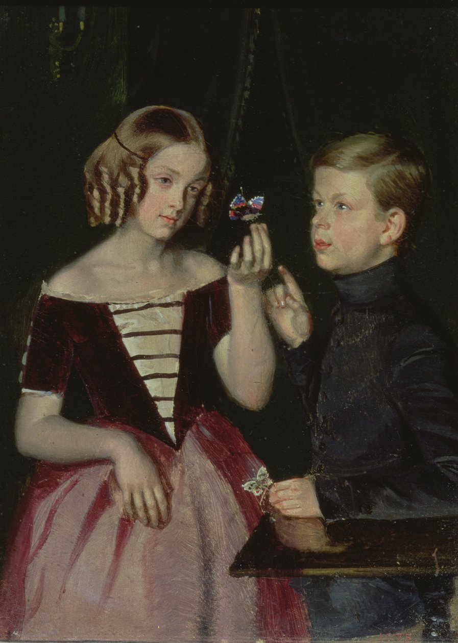 Retrato de Olga Ivanovna (1839-98) e Fedor Ivanov (1836-1903) 1851 de Pavel Andreevich Fedotov
