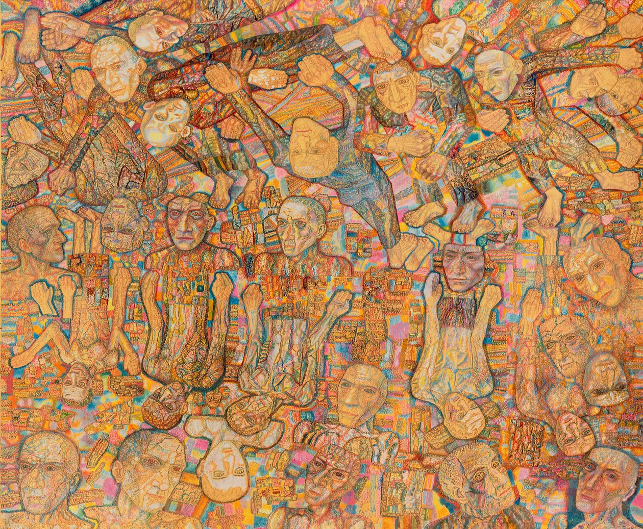 Composição Multidão (óleo sobre papel) de Pawel Nikolajewitsch Filonow
