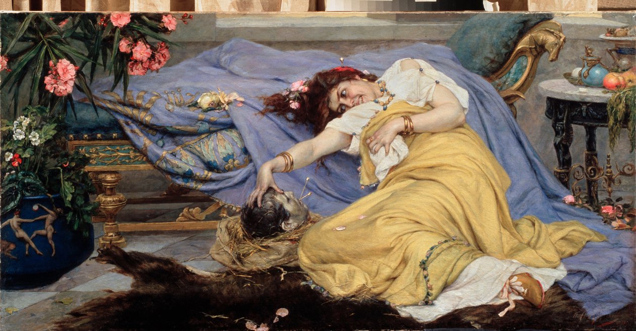 Fulvia (Fulvie Flacca Bambula, 77-40 av J-C) avec la tete de Cicero (Marcus Tullius Cicero de Pavel Alexandrovich Svedomsky