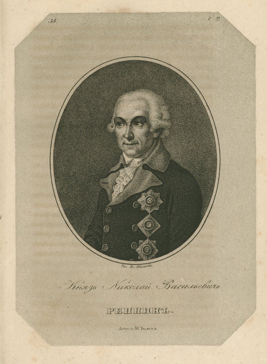 Príncipe Nikolai Vasilyevich Repnin 1734-1801, final do século XVIII. de Pavel Alexeevich Ivanov