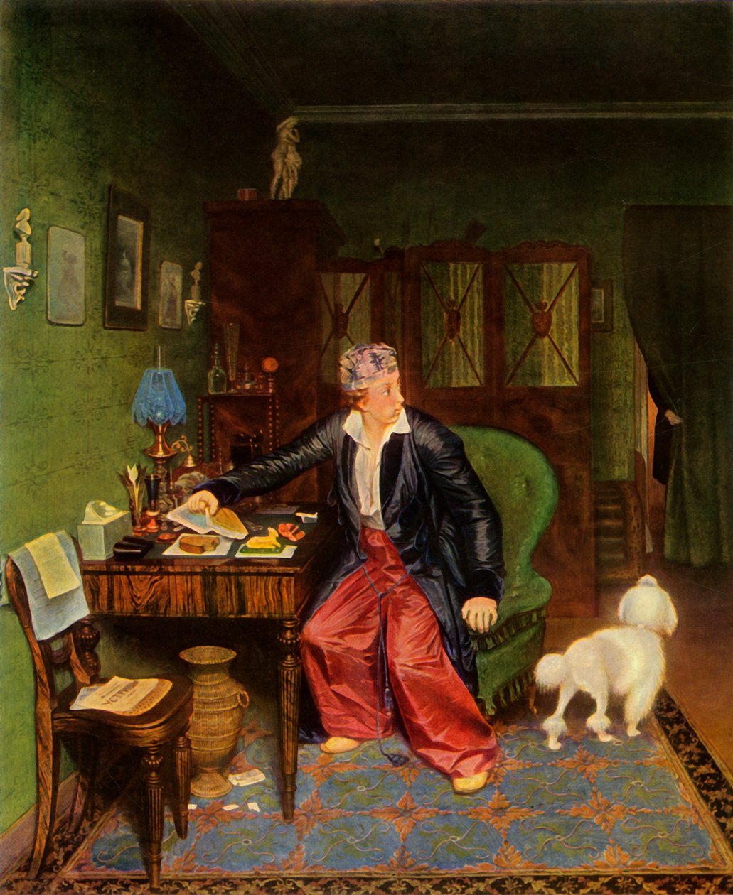 Um aristocrata toma café da manhã ou seda no estômago e nada dentro, 1849-1850, 1965. de Pavel Andreevich Fedotov