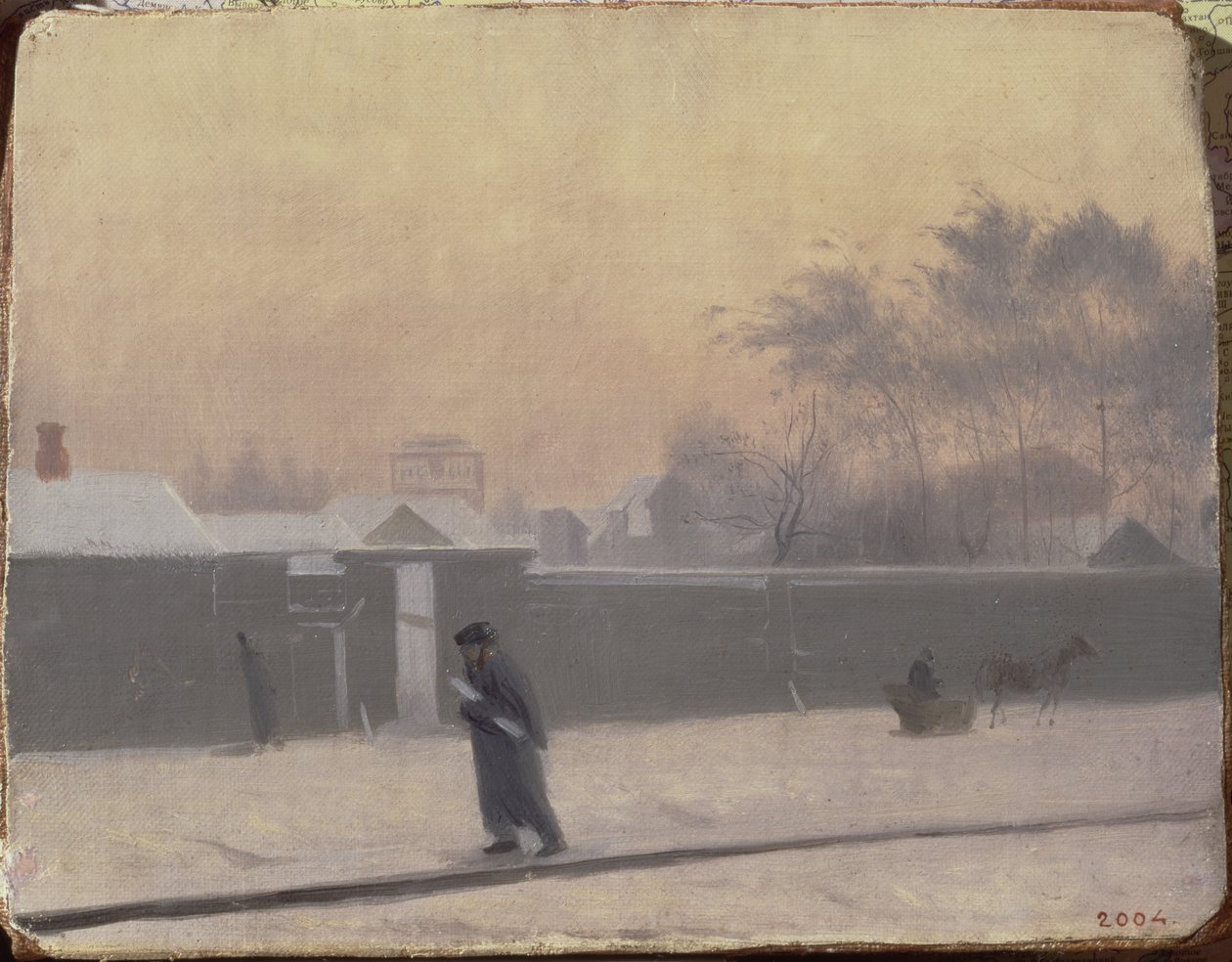 Rua invernal na ilha Vasilievsky, São Petersburgo, c.1851 de Pavel Andreevich Fedotov