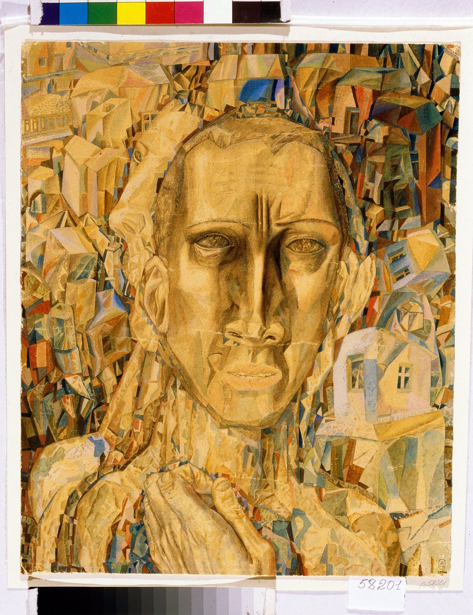 Vítor da cidade. (Vencedor da Cidade). Obra de Pavel Nikolayevich Filonov (1883-1941), aquarela sobre papelão de Pawel Nikolajewitsch Filonow