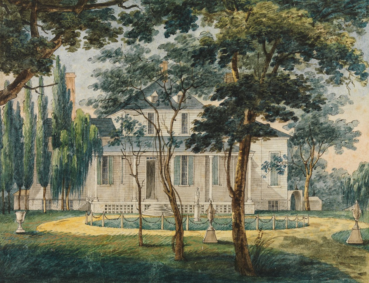 Uma residência de campo, possivelmente a casa de campo do General Moreau em Morrisville..., 1811-ca. 1813. de Pavel Petrovic Svin