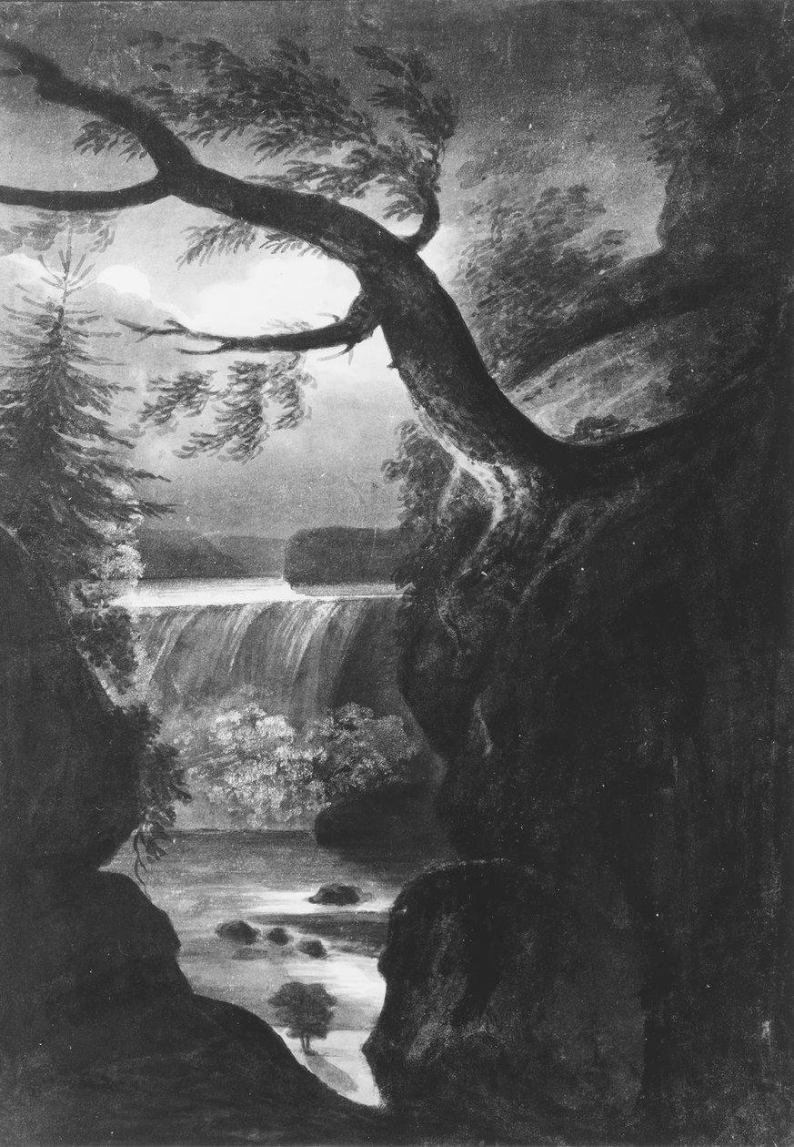 Cataratas do Niágara – lado canadense ao luar, 1811-ca. 1813. de Pavel Petrovic Svin