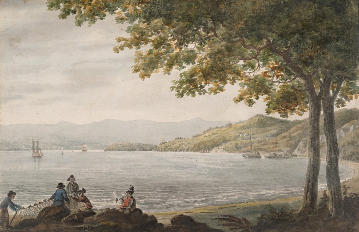 Pescadores de Shad na margem do rio Hudson, 1811-ca. 1813. de Pavel Petrovic Svin