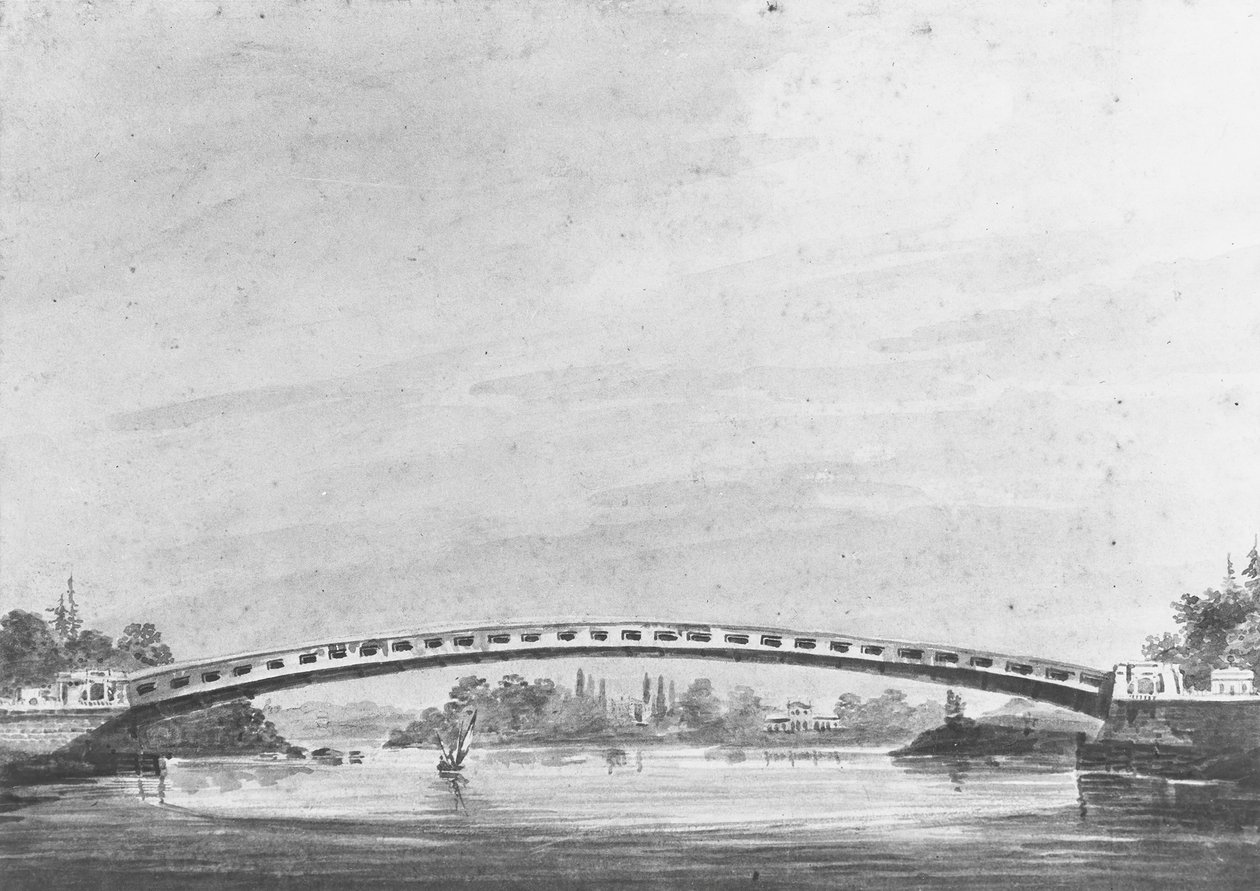 A ponte superior sobre o Schuylkill, Filadélfia - Lemon Hill ao fundo, 1811-ca. 1813. de Pavel Petrovic Svin