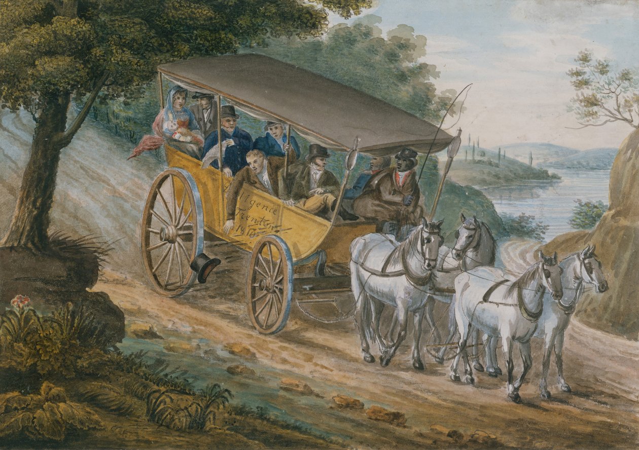 Viagem de diligência perto de Trenton, Nova Jersey, 1811-ca. 1813. de Pavel Petrovic Svin