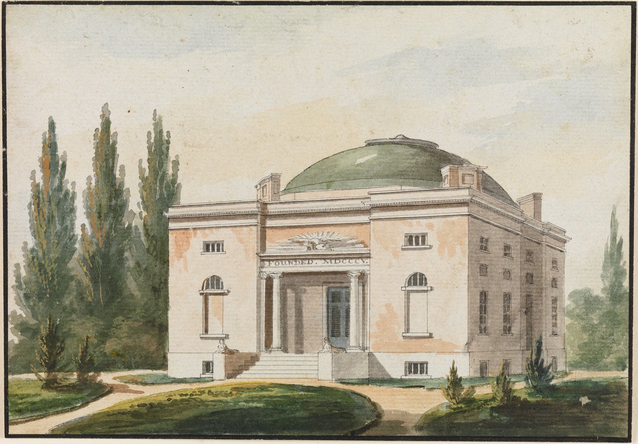 Academia de Belas Artes da Pensilvânia, Filadélfia (cópia de uma gravura da revista The Port Folio Magazine, junho de 1809) de Pavel Petrovich Svinin