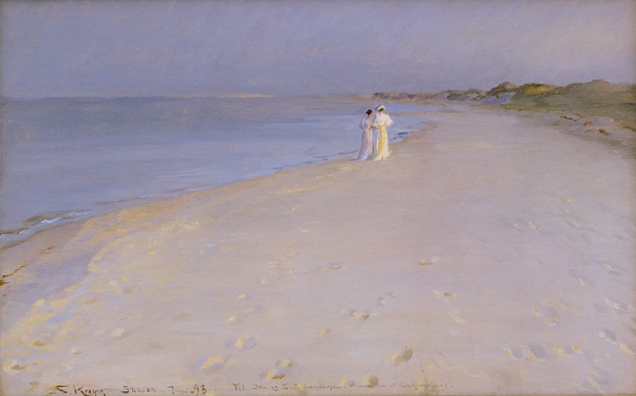 Noite de verão na praia do Sul, Skagen, 1893 de Peder Severin Krøyer