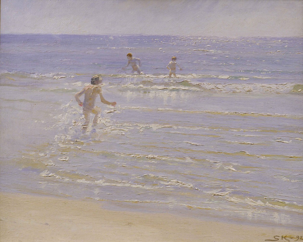 Sunshine at Skagen: Meninos Nadando, 1892 (estudo) de Peder Severin Krøyer