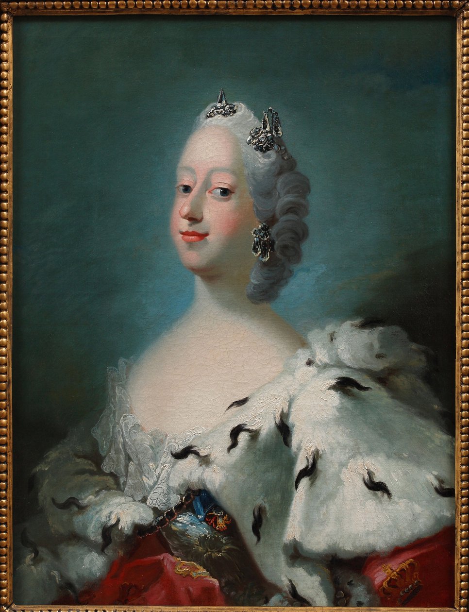""Retrato de Louise of Great Britain, Queen of Denmark (1724-1751)"" Pintura de Peder Als (1726-1776) por volta de 1750 A coleção David de Peder Als
