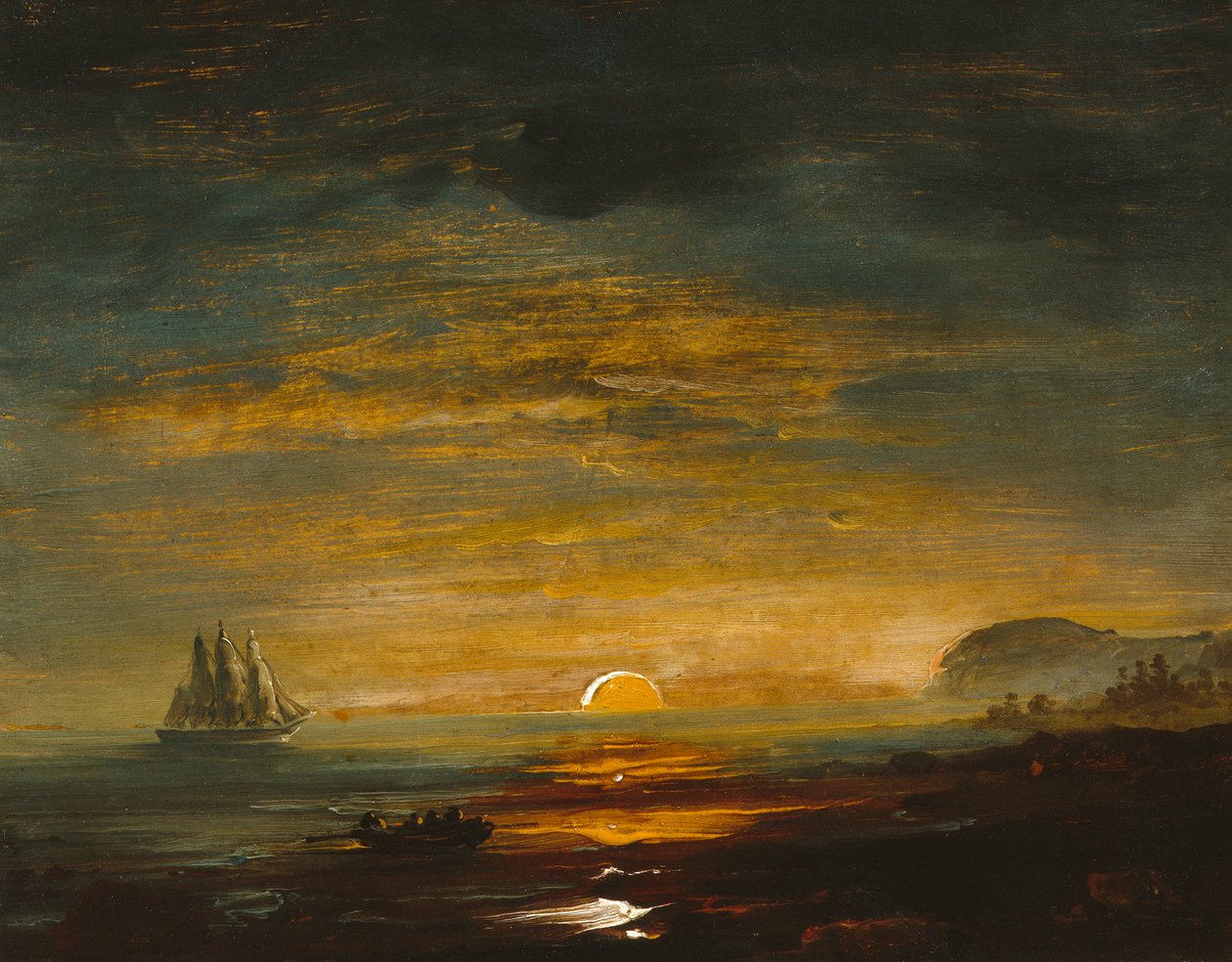 Paisagem costeira com pôr-do-sol de Peder Balke
