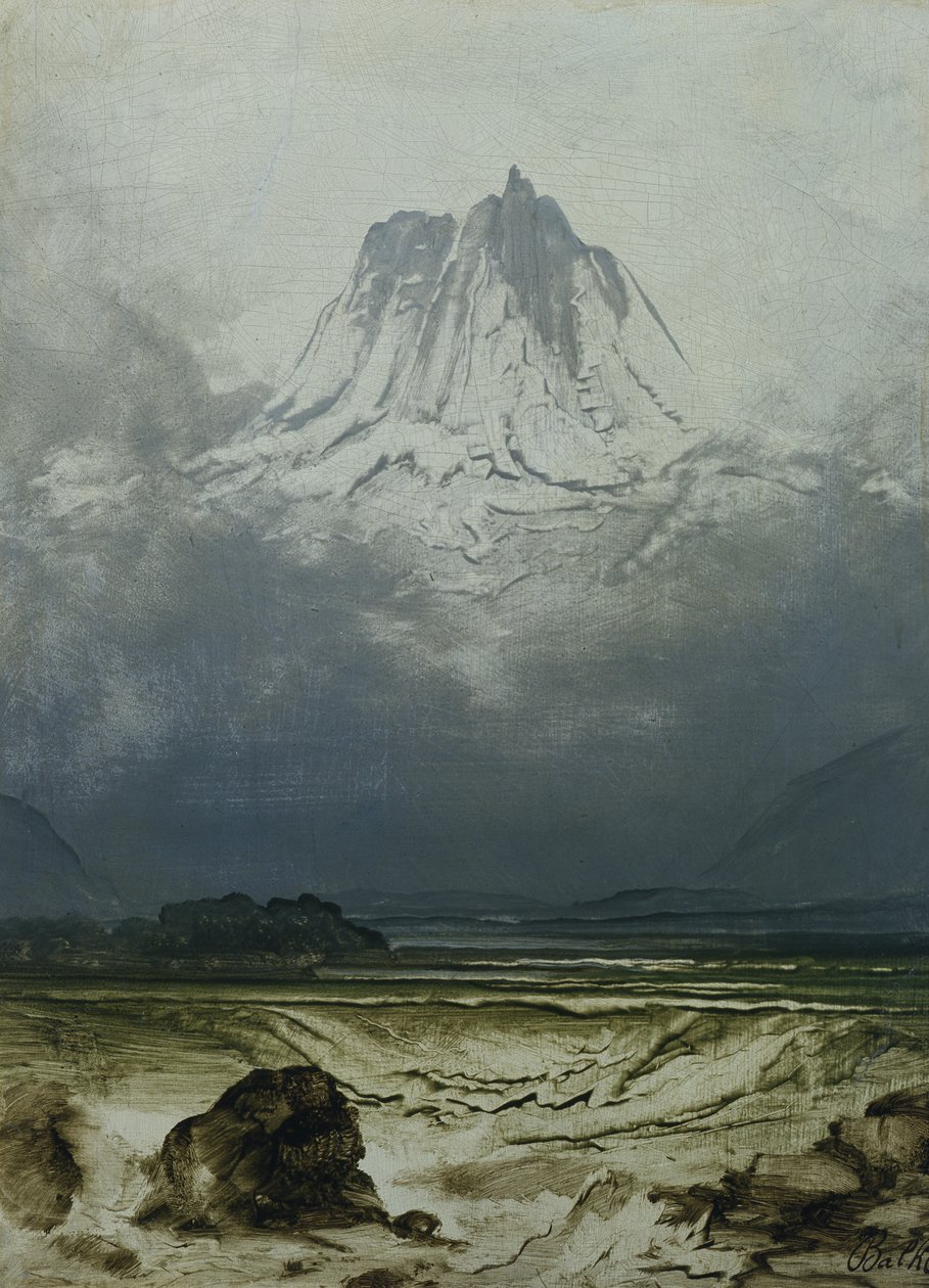 Landscape Study, Norte da Noruega (petróleo sobre painel) de Peder Balke