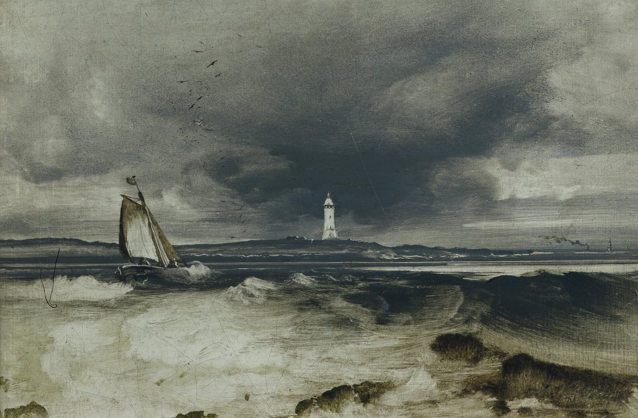 Farol (óleo no painel) de Peder Balke