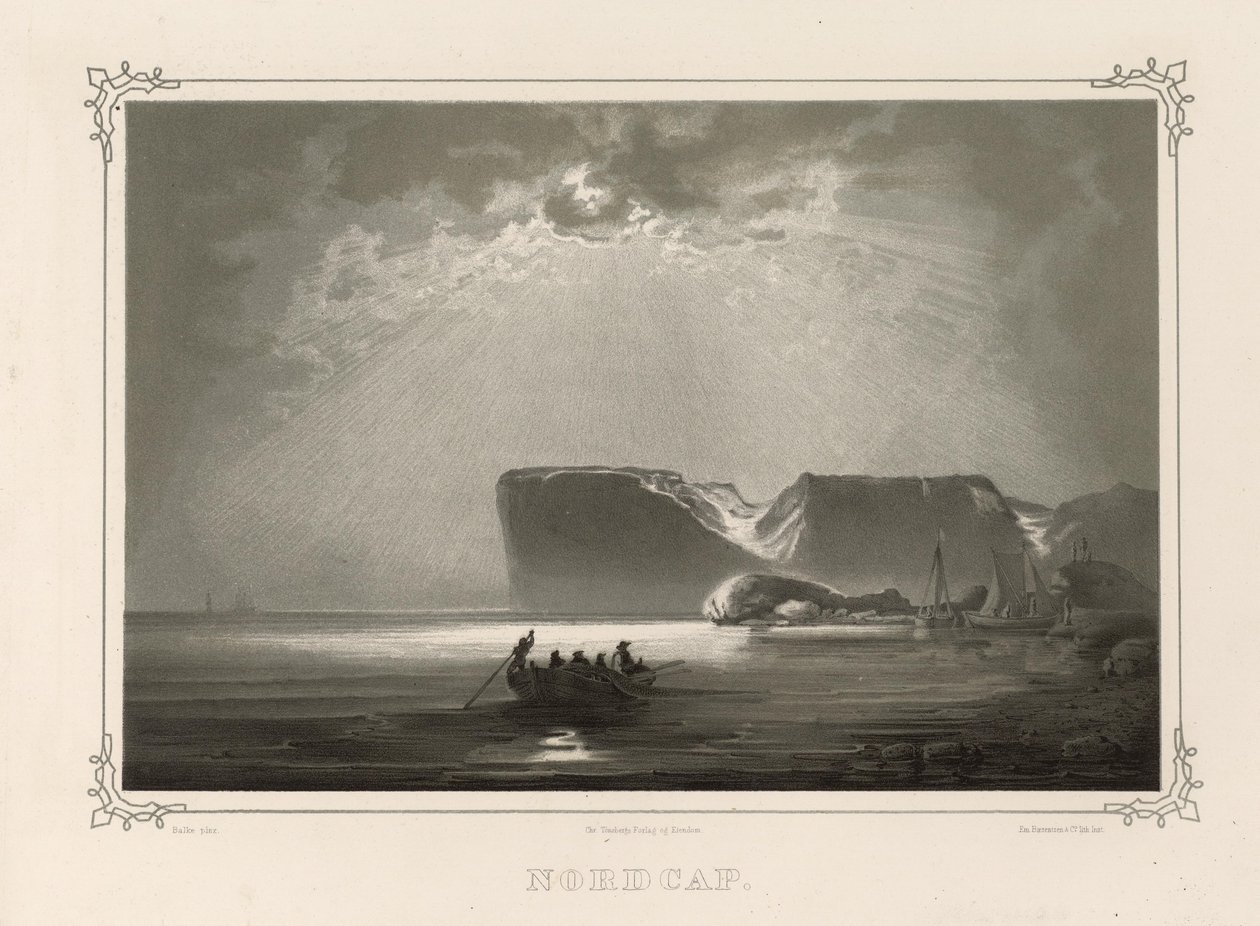 Nordcap. Ilustração retirada do livro Norge fremstillet i Tegninger av Asbjørnsen, P.Chr. og utgitt av Chr. Tønsberg (no, 1848) de Peder Balke