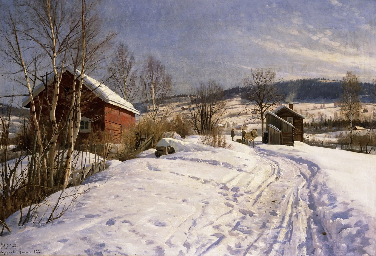 Uma paisagem de inverno, Lillehammer de Peder Monsted