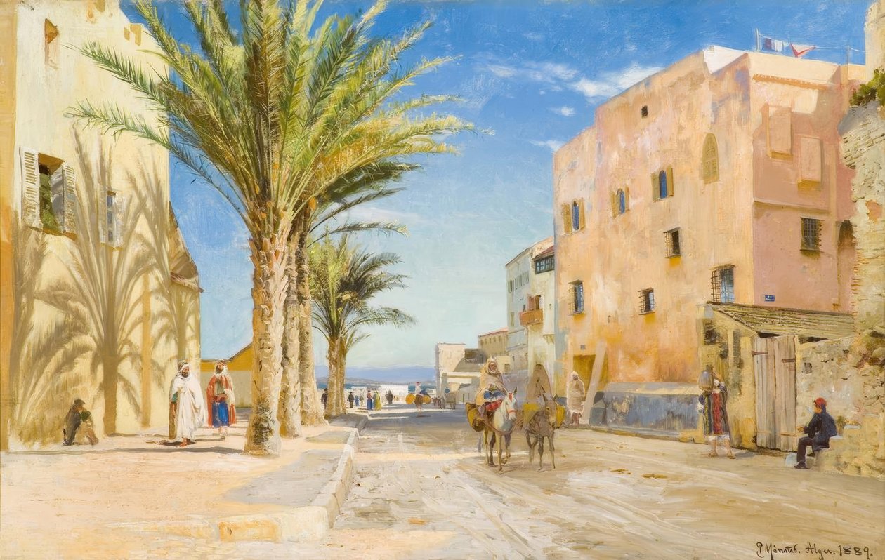 Argel, Tarde em Argel - Pintura por P.Mönsted de Peder Monsted