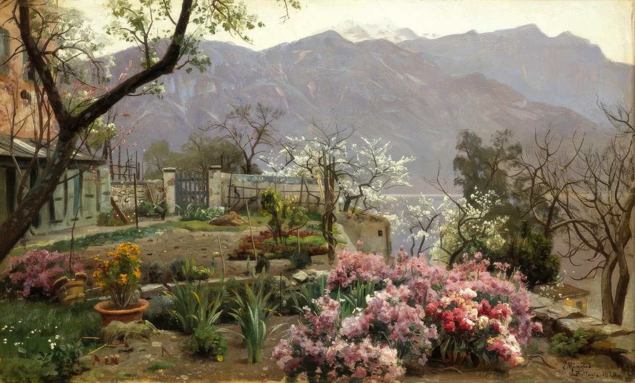 Jardim de flores em Bellagio de Peder Monsted