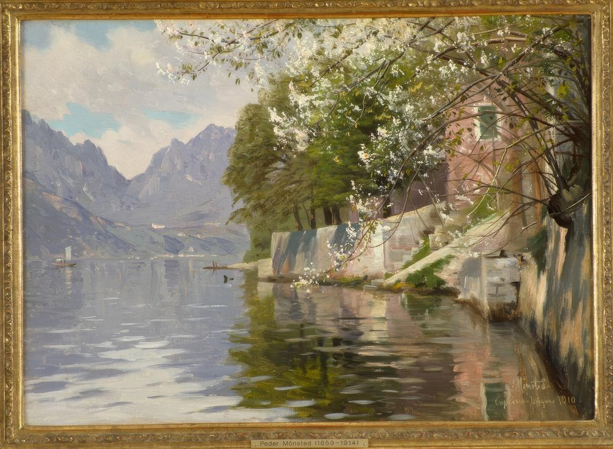 Dia de primavera no lago Lugano de Peder Monsted
