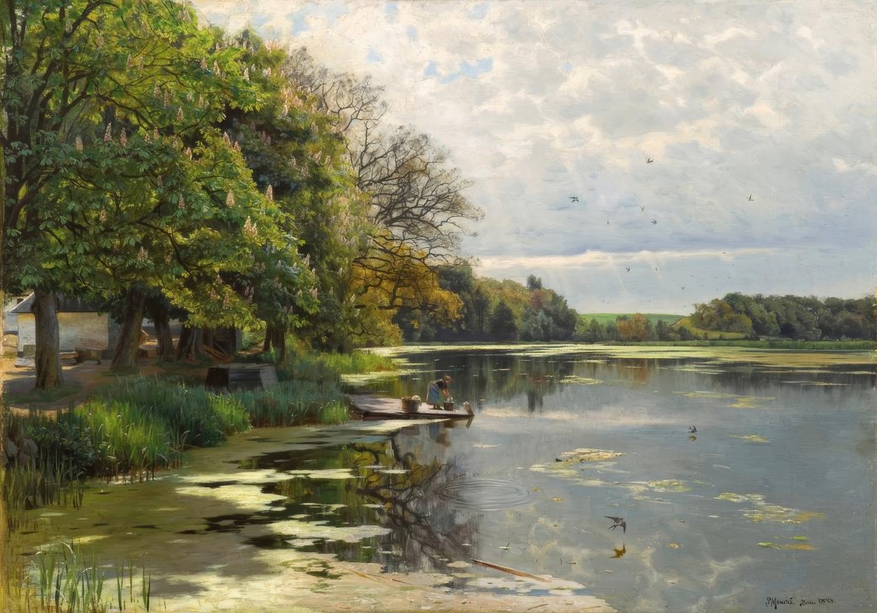 P.Mönsted, dia ensolarado de primavera na água de Peder Monsted