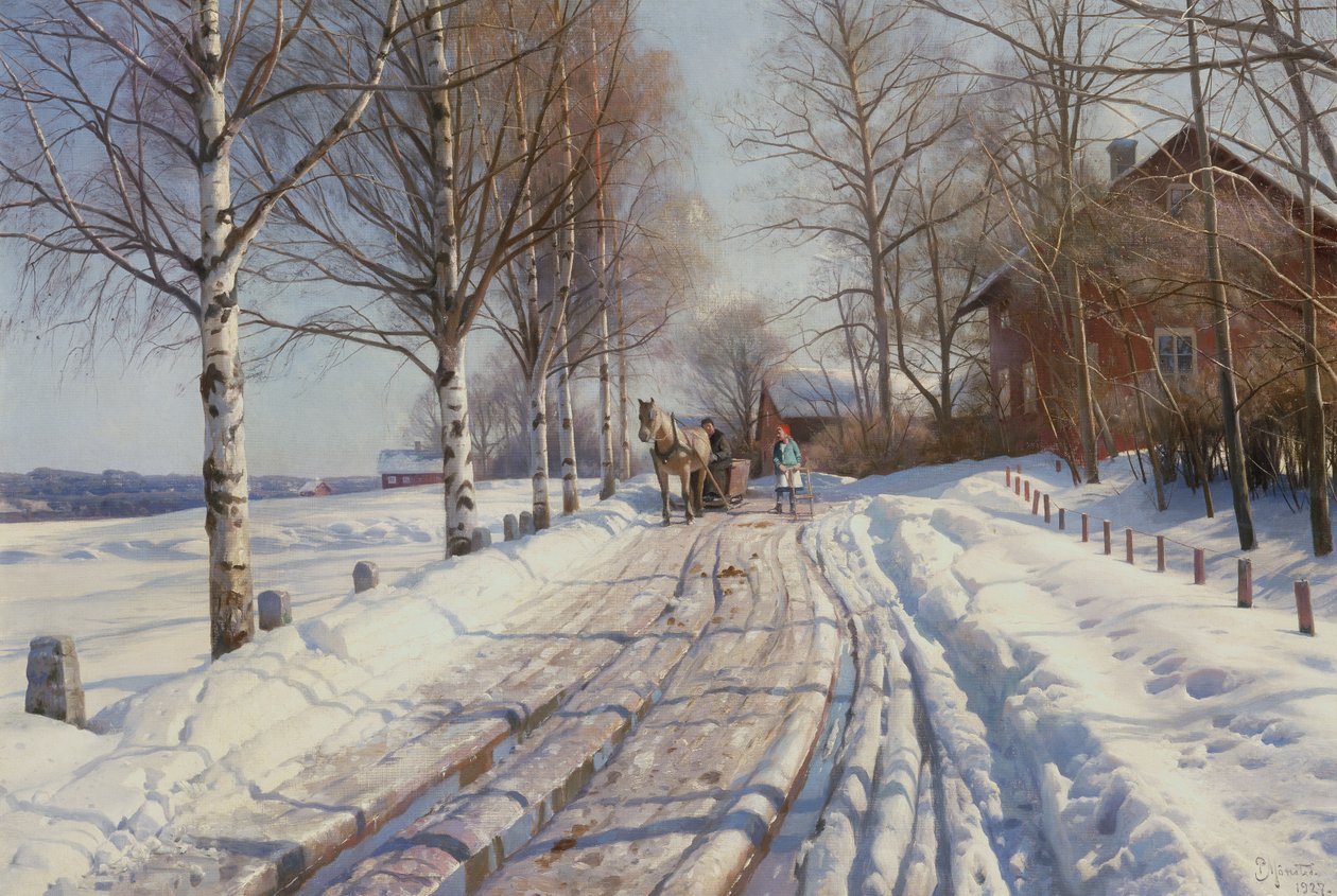 Dia ensolarado de inverno em Vestanvik perto de Leksand, Dalarna de Peder Monsted