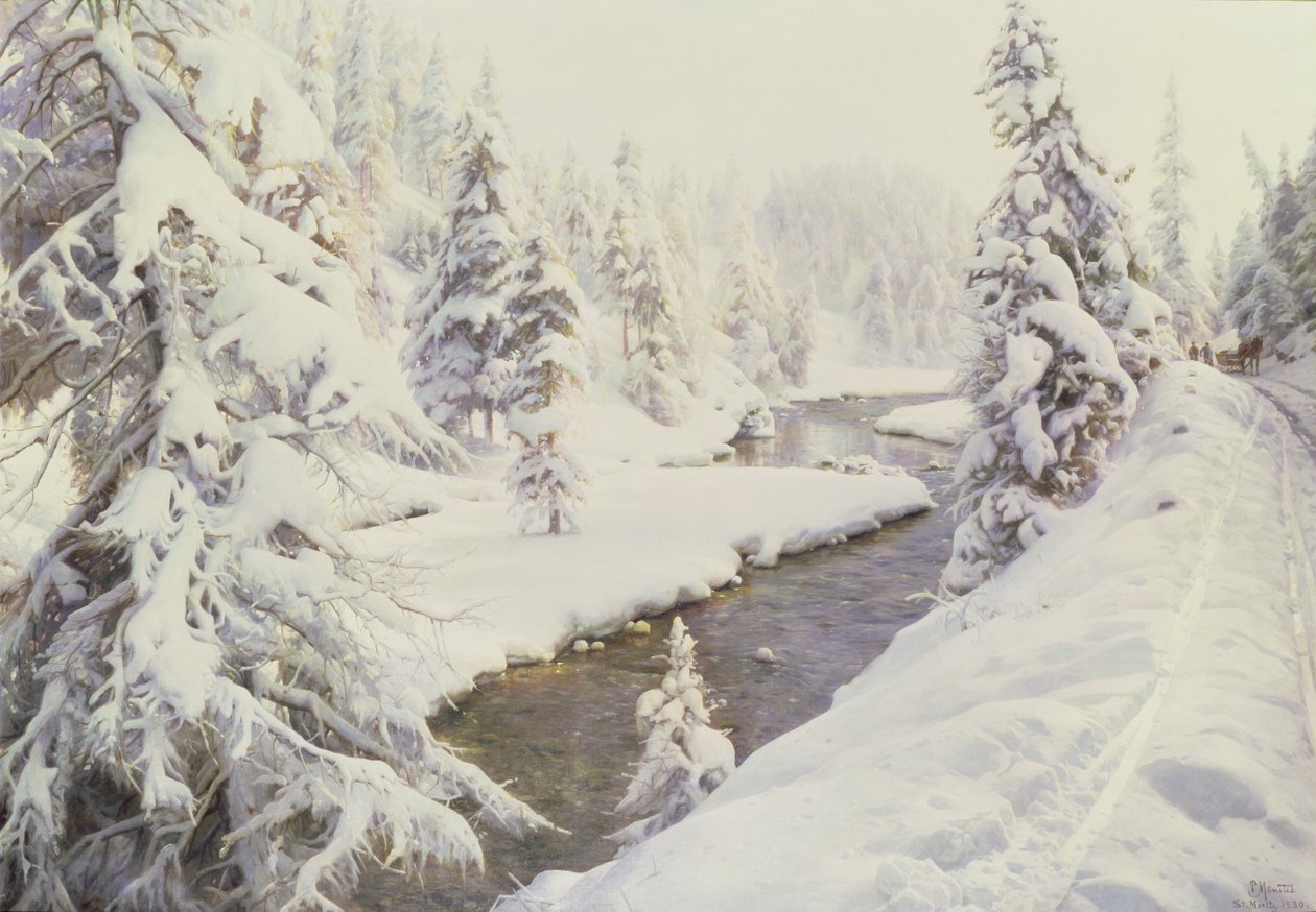 Paisagem de inverno, St. Moritz de Peder Monsted