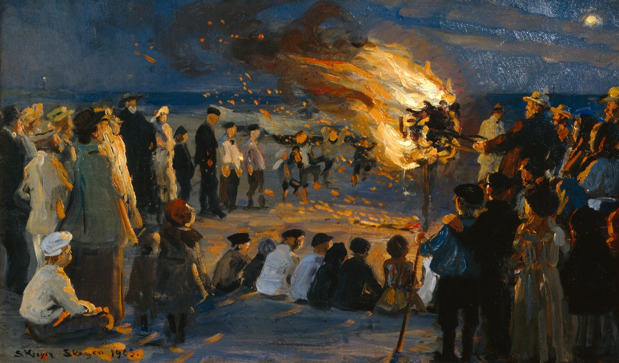 Incêndio de Verão Médio na Praia de Skagens de Peder Severin Krøyer