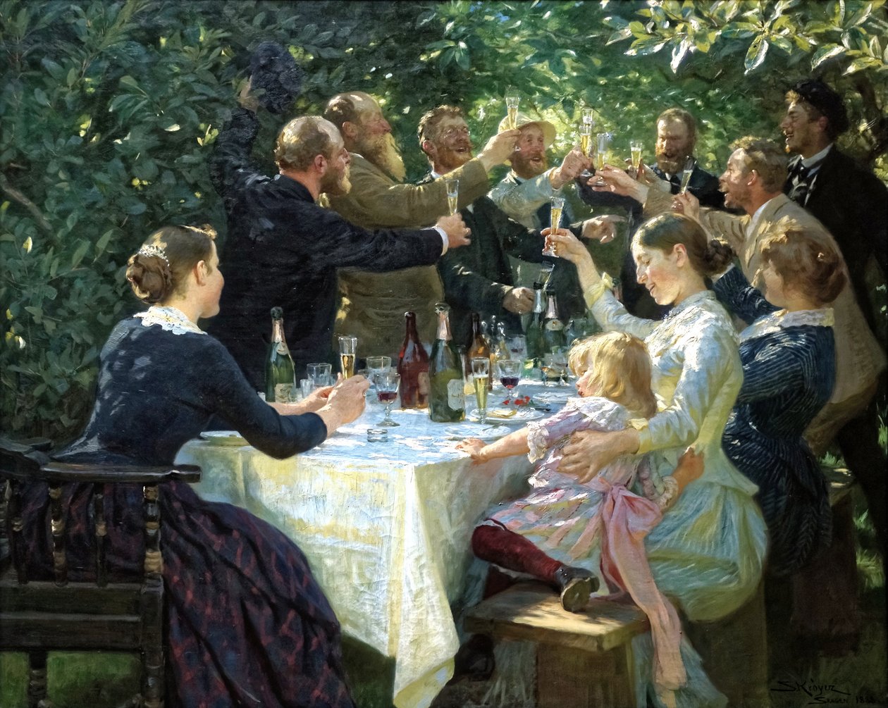 Dinamarquesa:  Hip, hip, hurra! Festa dos artistas em Skagen Hip, Hip, Hurrah! de Peder Severin Krøyer
