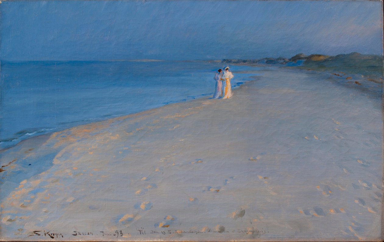 Dinamarquesa:  Noite de verão na praia do Sul de Skagen. Anna Ancher e Marie Noite de verão na praia do Sul, em Skagen. Anna Ancher e Marie Krøyer

 (estudo) de Peder Severin Krøyer