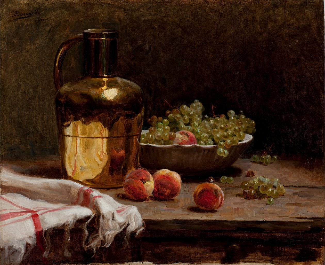  Still life - Grapes and PeachesnPortugues: Natureza-morta - Uvas e pessegosn de Pedro Alexandrino Borges