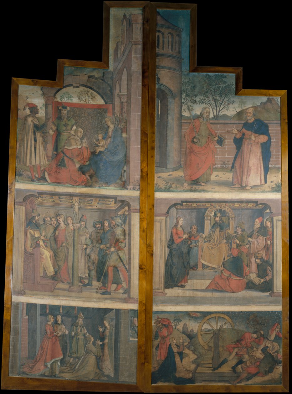 Portas de um retábulo com cenas da vida de saint Catherines de Pedro Berruguete