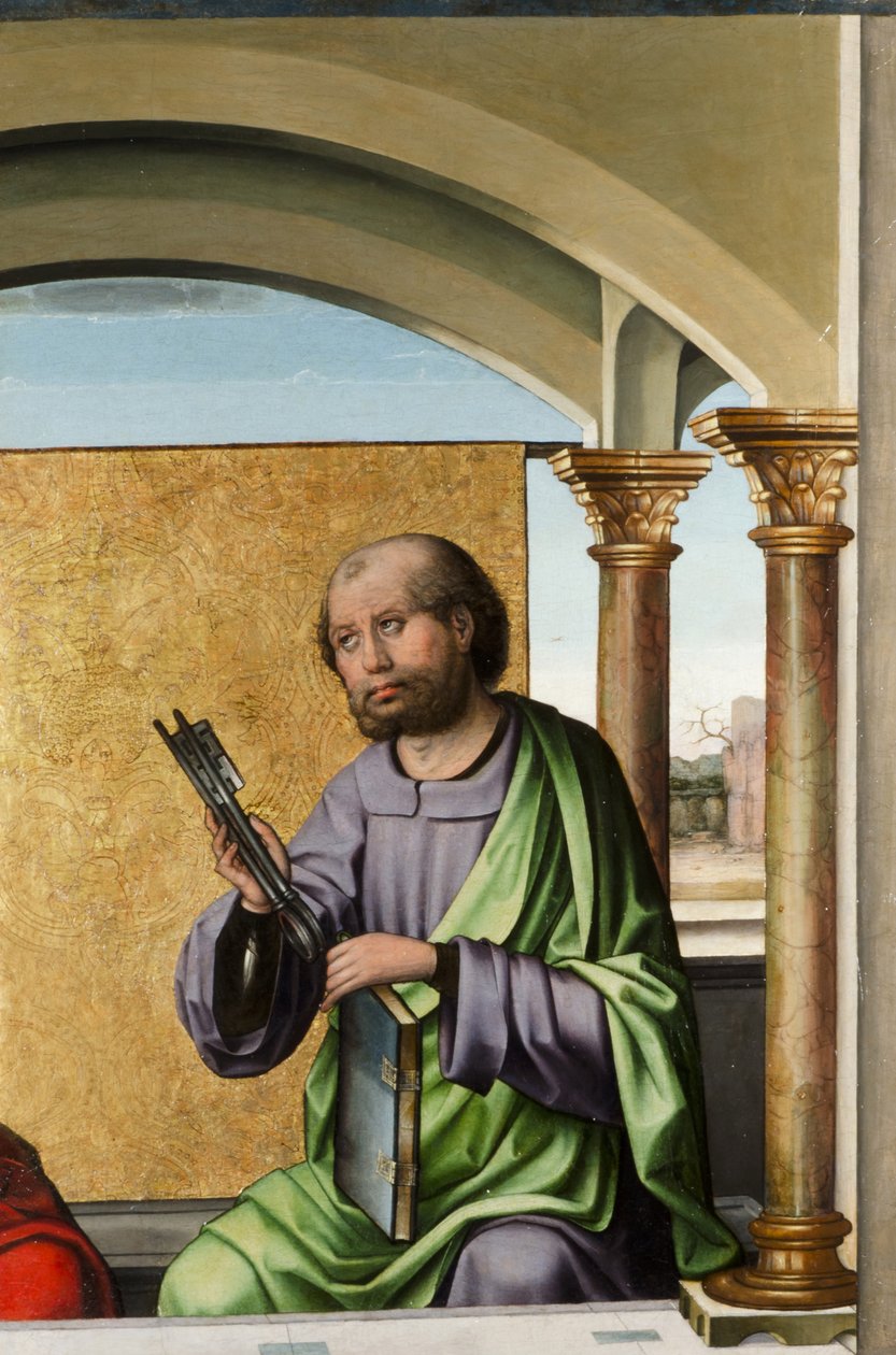 São Pedro, c.1495 (óleo e folha de ouro no painel) de Pedro Berruguete