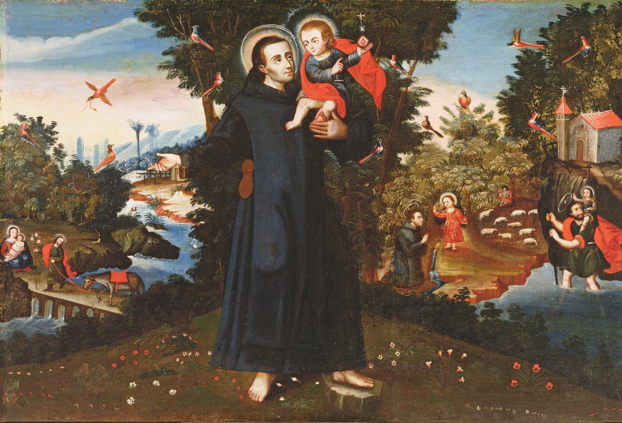 São João de Deus (1495-1550) com o Menino Jesus, São Cristóvão, Santo Agostinho e a Fuga para o Egito de Pedro Nolasco y Lara