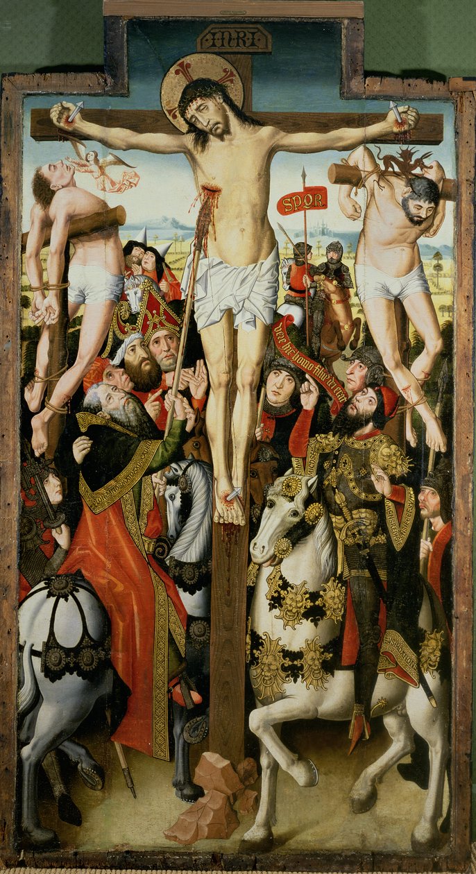 Calvário (tempera no painel) de Pedro Sanchez Sarabia