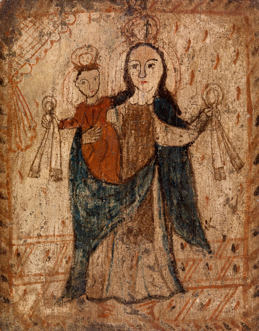 Our Lady of Mount Carmel, c. 1749-1831 (tinta à base de água sobre painel de madeira) de Pedro Antonio Frésquis
