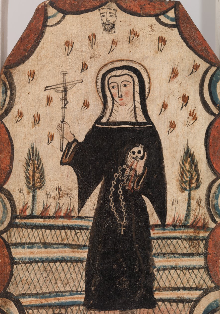 Santa Rita de Cássia, c.1815 (tinta à base de água sobre painel de madeira) de Pedro Antonio Frésquis