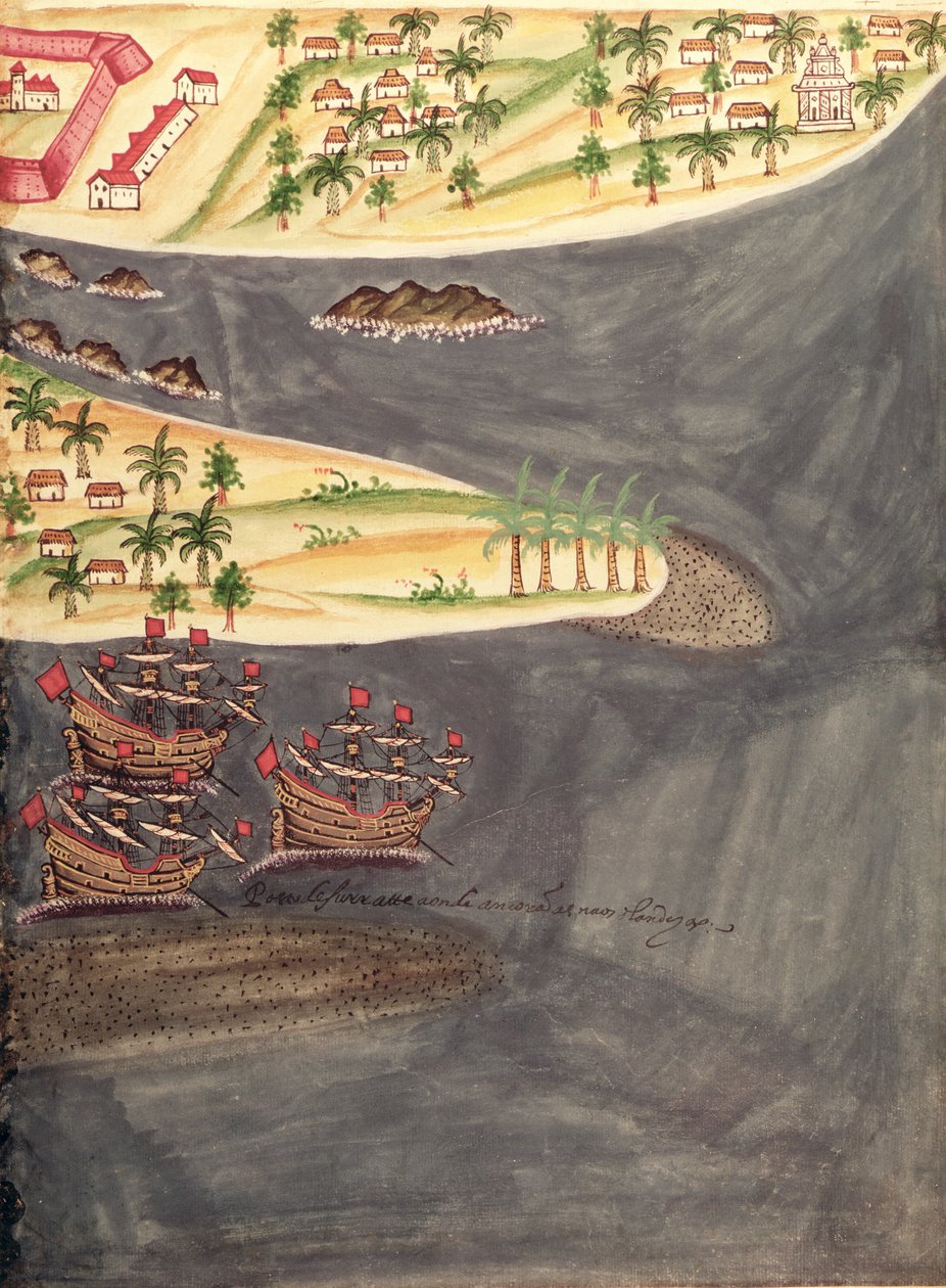 Sloane 197 f.182 Mapa de exploração de Surat, no distrito de Gujarat, na Índia, ilustração de 