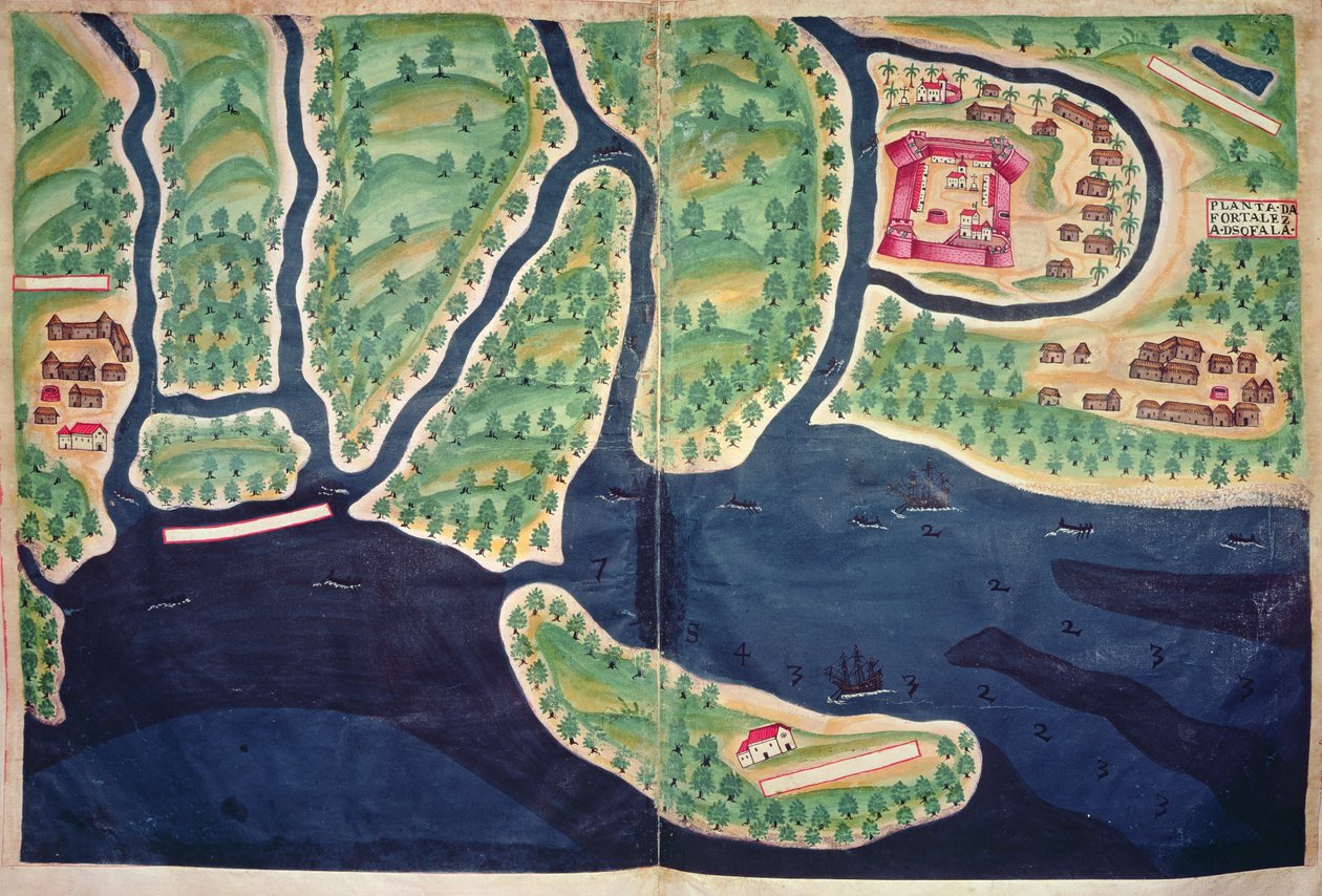 Sloane Ms 197, ff.80v-81r: Mapa de Sofala, Moçambique, do 