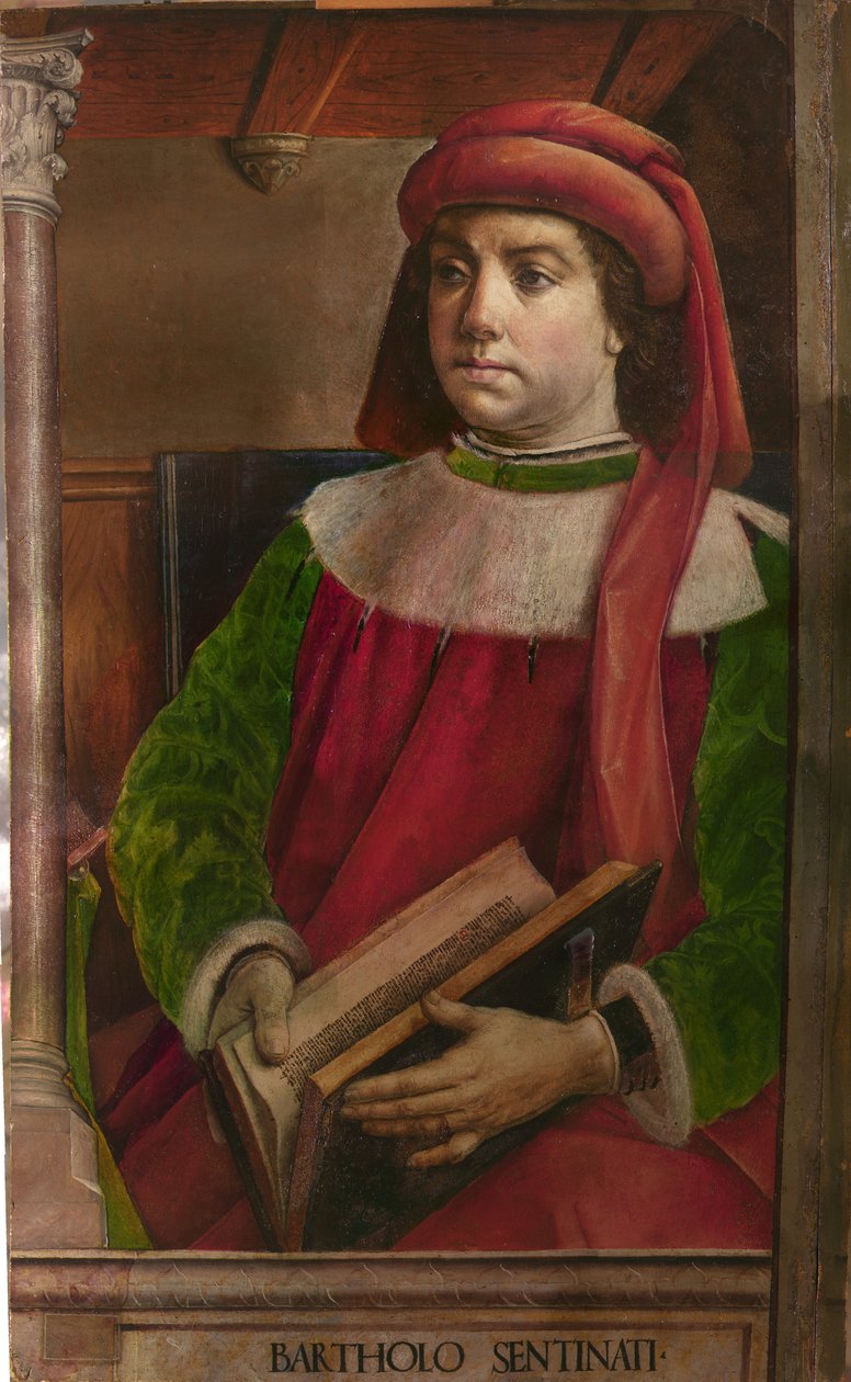 Bartole en latino Bartolus de Saxoferrato (1313-1356) - Bartolus de Saxoferrato par Berruguete, Pedro (1450-1503). Óleo sobre madeira, tamanho : 95x57, c. 1473-1475, Galleria nazionale delle Marche, Urbino de Pedro Berruguete