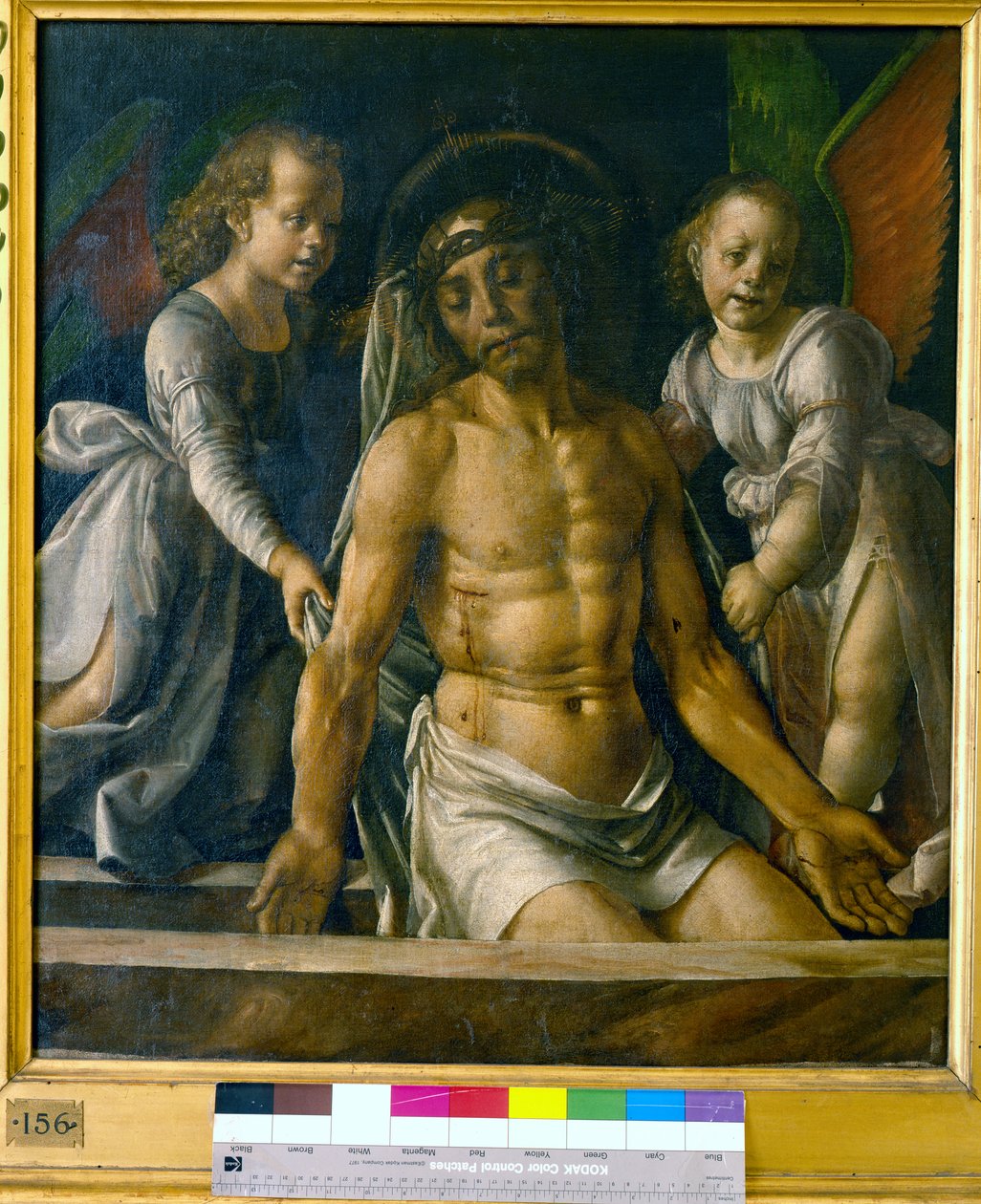 Cristo no túmulo entre dois anjos, c.1480 de Pedro Berruguete