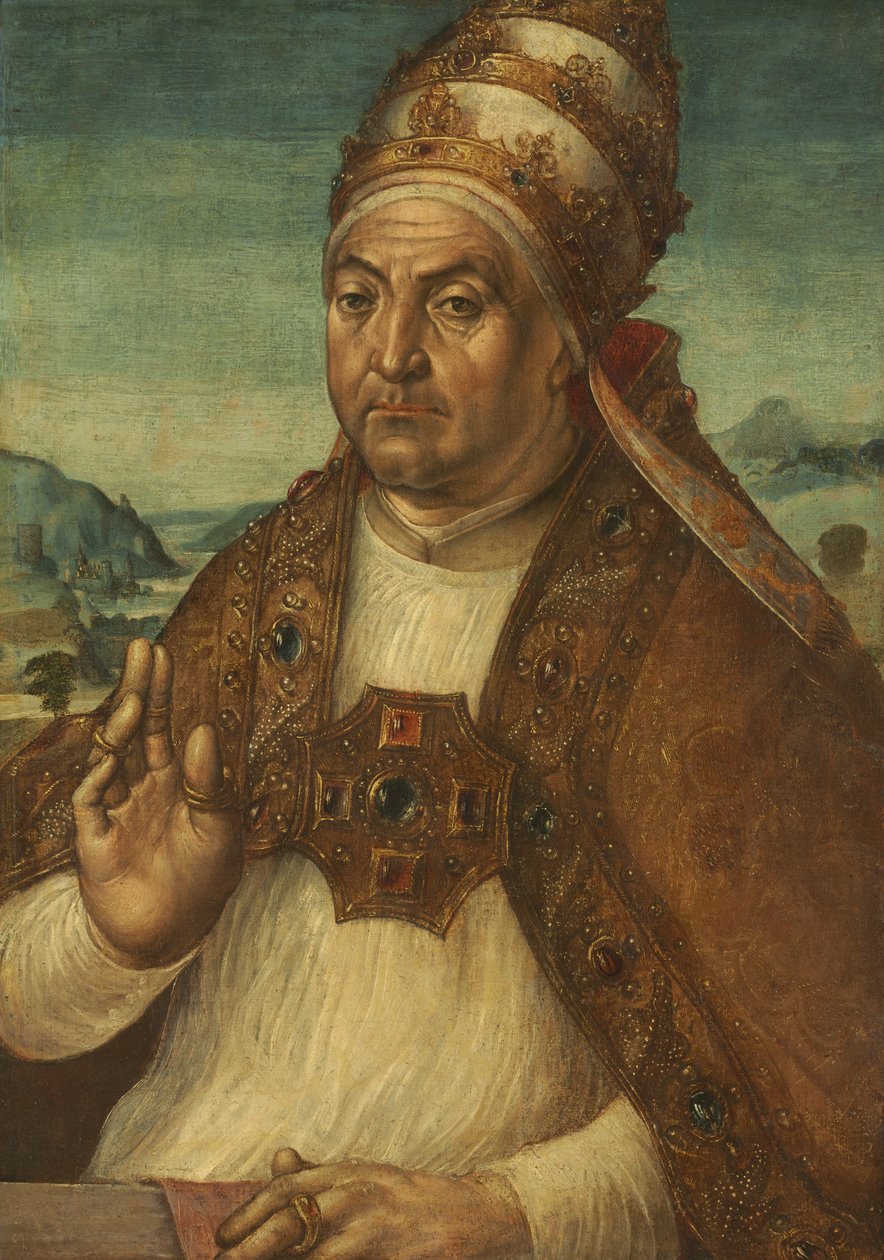 Retrato do Papa Sixtus IV della Rovere, c.1500 (óleo sobre madeira, transferido para lona) de Pedro Berruguete