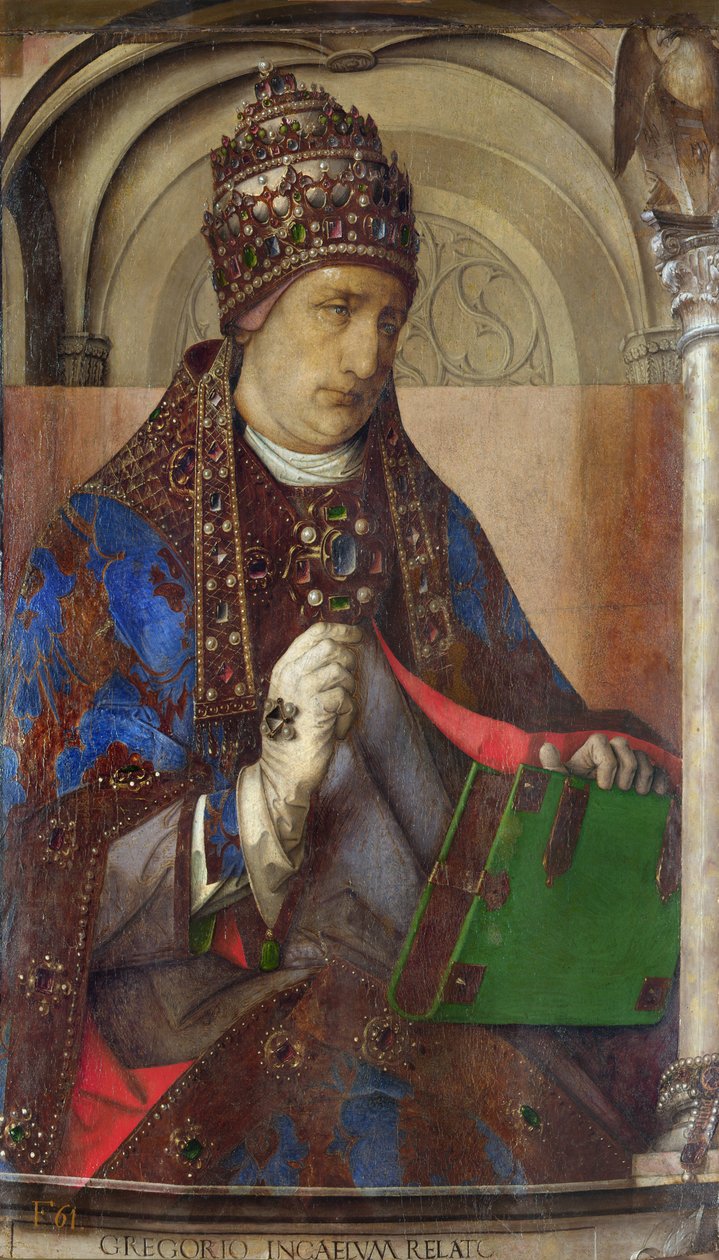 Retrato de São Gregório I, c.1473-1475 (óleo sobre madeira) de Pedro Berruguete