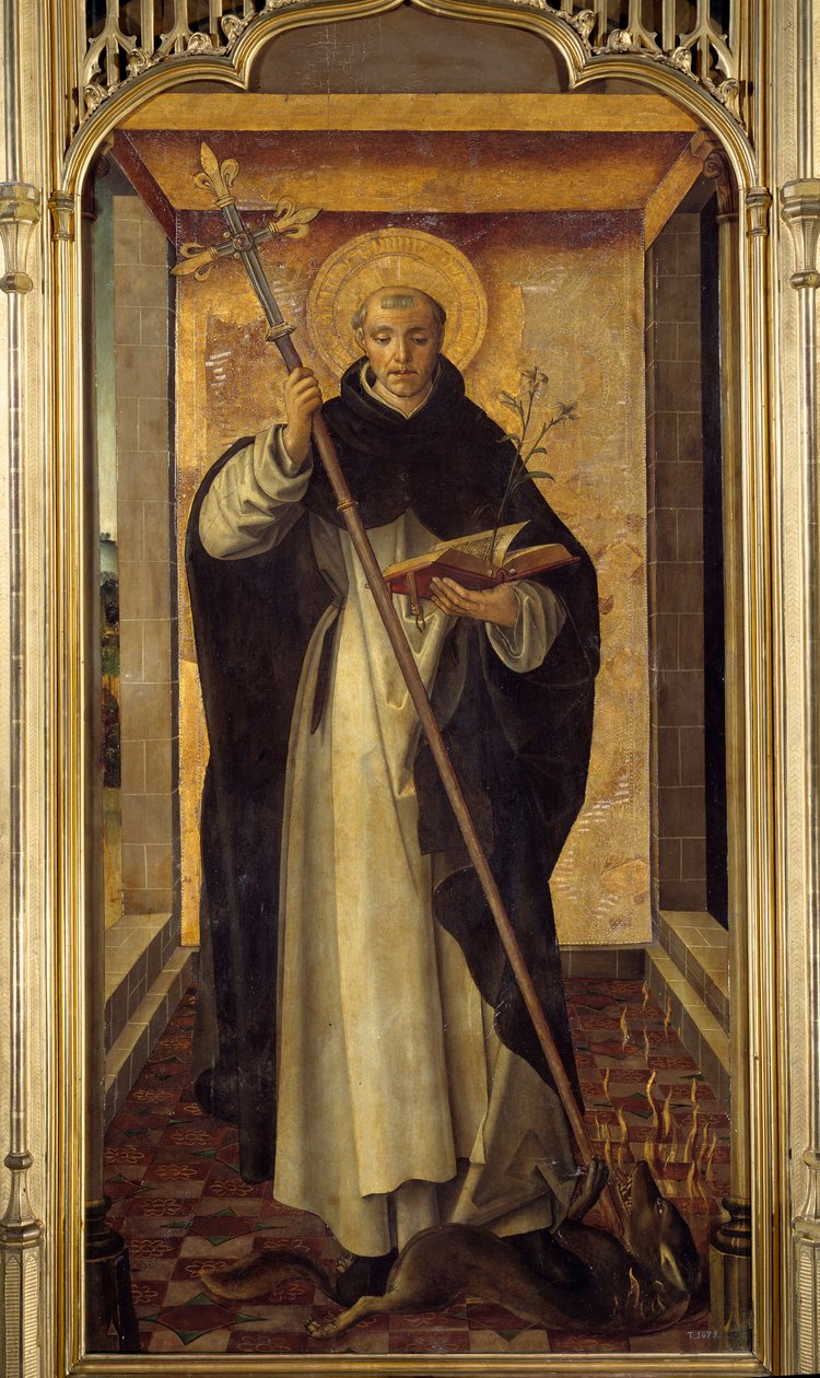 Representação de Santa Domingas de Guzman (1170-1221), fundador da Ordem Dominicana Pintura por Pedro Berruguete (1450-1504) Sol do século XV. 1,77x0,9 m Madrid, Museu do Prado de Pedro Berruguete