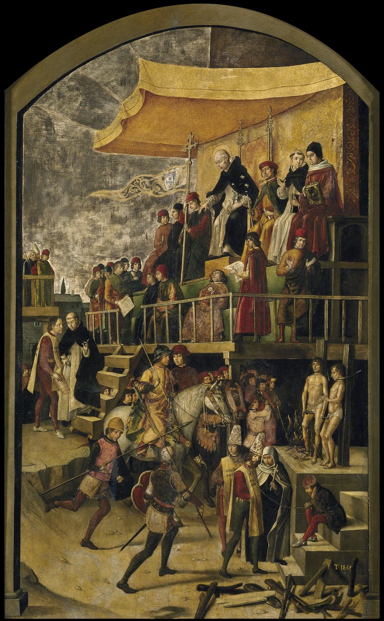 São Domingos preside um Auto da Fe, c. 1495 de Pedro Berruguete